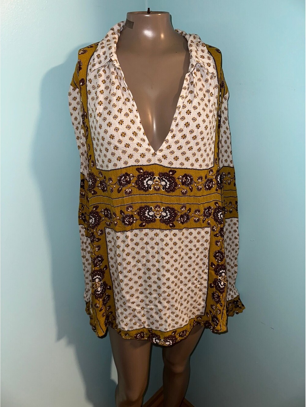 Free People Bohemian Earthcore Hippy Coquette Cream/Brown L